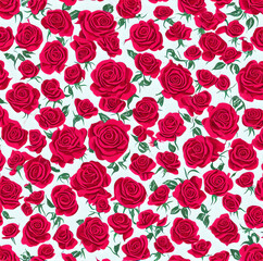 Crimson Roses Abundance: A captivating pattern of crimson roses unfurls across the canvas, creating a bold and romantic motif, evoking feelings of love and passion.