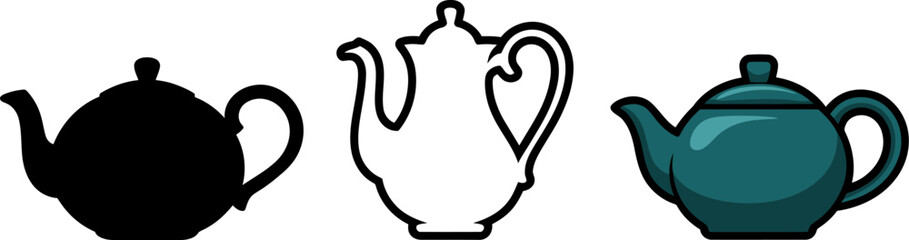 Obraz premium Teapot illustration set vector graphic design for tea time kitchenware and drinkware collection icon