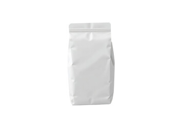 White blank stand-up pouch packaging mockup with zipper isolated on white background for product design