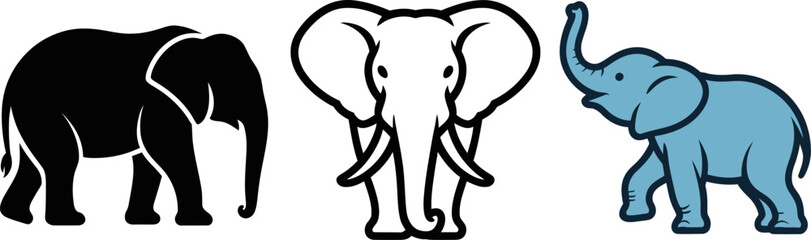 Obraz premium Cartoon elephant clip art vector illustration of african wildlife animal drawing for kids education