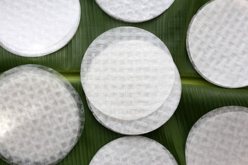Stacked round sheets of Vietnamese rice paper