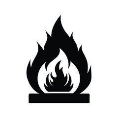 Stylized Black and White Illustration of a Fire or Flame Icon