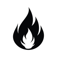 Simple stylized black and white flame design of energy, power, or heat