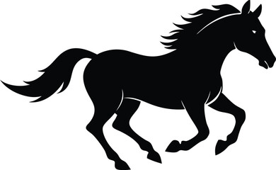 A silhouette of a running horse vector illustration. Drawing the silhouette of running horse