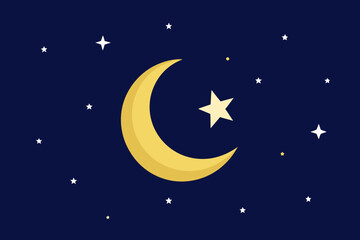 A Beautiful Night Sky With Twinkling Stars And A Crescent Moon For A Magical Scene