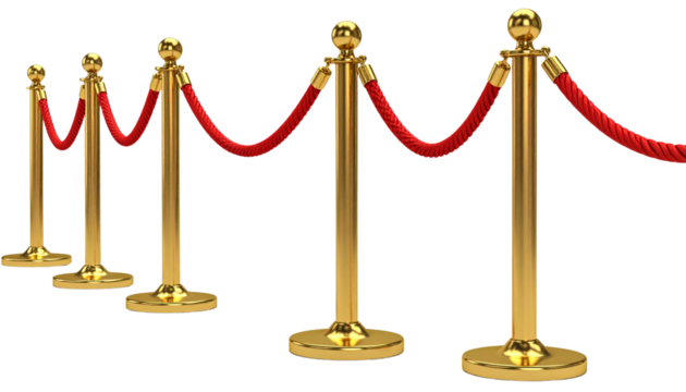 Luxury VIP guest walkway barrier background on white background