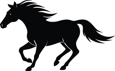 A silhouette of a running horse vector illustration. Drawing the silhouette of running horse