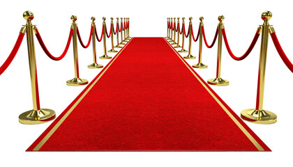 Luxury VIP guest walkway barrier background on white background
