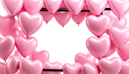 Pink heart balloon background on white background