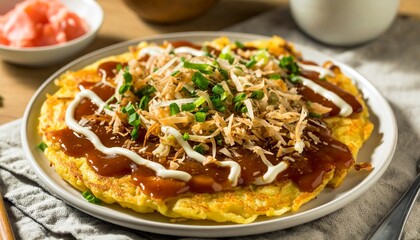 homemade japaense okonomiyaki cabbage pancake 