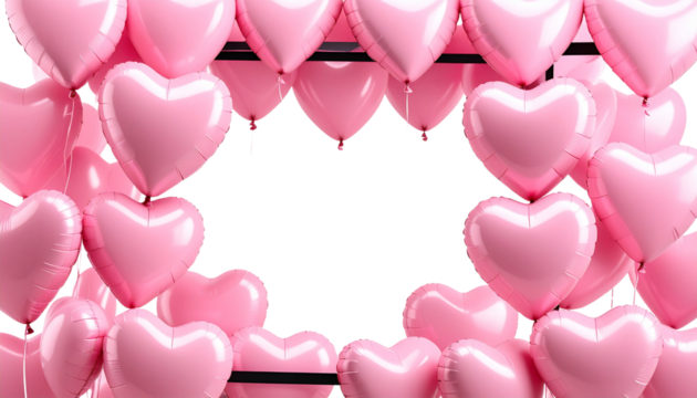 Pink heart balloon background on white background
