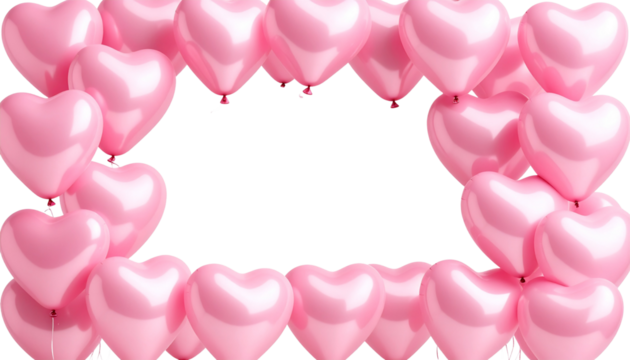 Pink heart balloon background on white background
 - Powered by Adobe