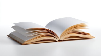 Fototapeta premium Open book with blank pages isolated on white background