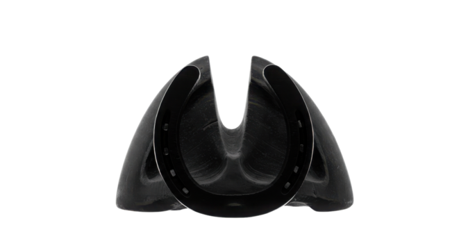 Minimalist Isolated Black Horseshoe Symbol Graphic 3D Render isolated on Transparent Background