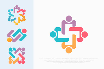 Obraz premium People logo design, Community human Logo , people logo design element, vector illustration