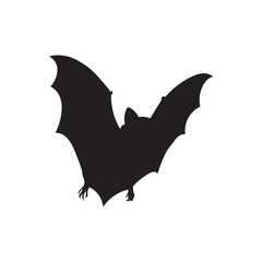 Fototapeta premium Flying bat silhouette icon. Dark bat in flight, perfect for Halloween or spooky-themed content.