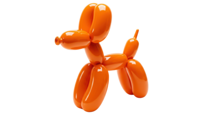 Orange balloon dog animal figure isolated on white background