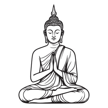 seated buddha black and white clip art preview