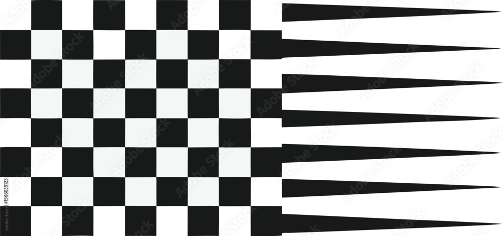 Poster Checkered pattern with arrow-shaped elements extending from the right side squares