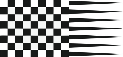 Checkered pattern with arrow-shaped elements extending from the right side squares