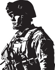 Print Military Soldier Half-Body Silhouette
