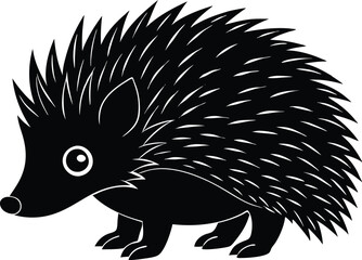 Silhouette of a hedgehog,hedgehog silhouette, black and white. porcupine silhouette in black color simple and clean vector illustration