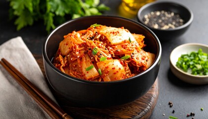 Kimchi, Korean pickle and seasoning traditional food, Kimchi salad made with vegetable cabbage. 