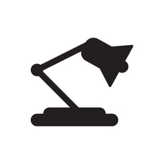 Desk lamp silhouette icon. Study desk lamp icon, symbol of learning and focus.
