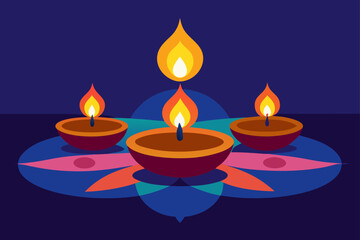 Fototapeta premium Celebrating Diwali Illuminated Diyas and Festive Lights