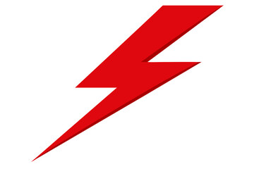 bright red lightning bolt design on white background