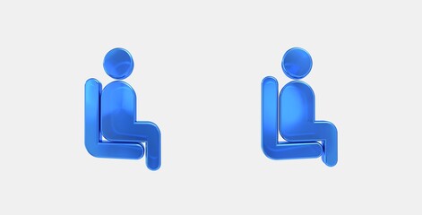 airline seat recline normal 3D icon on isolate white background