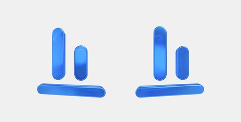 align vertical bottom 3D icon on isolate white background