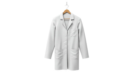 White lab coat hanging on hanger isolated PNG with Transparent Background
