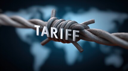 The word Tariff depicted in a powerful conceptual illustration, representing trade wars and economic conflicts.