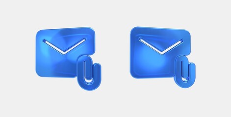 attach email 3D icon on isolate white background