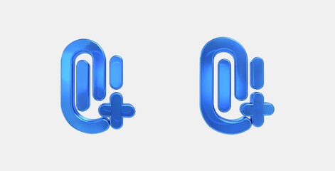 attach file add 3D icon on isolate white background