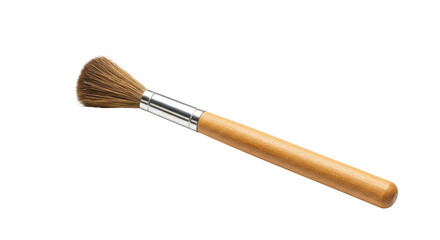 Fototapeta premium Natural wood handle makeup brush isolated on white background