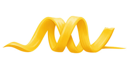 Yellow ribbon curl isolated on white background