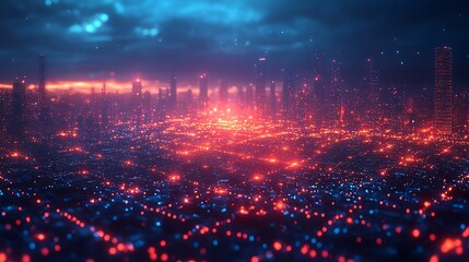 Futuristic cityscape at night view illustration