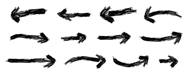 Grunge arrow. Vector arrows, brush strokes Creative arrows in grunge style, vector collection, beautiful and stylish. vector illustration eps 10 