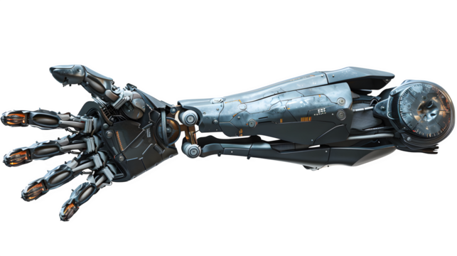 Cybernetic Arm Prosthetic, isolated on transparent background