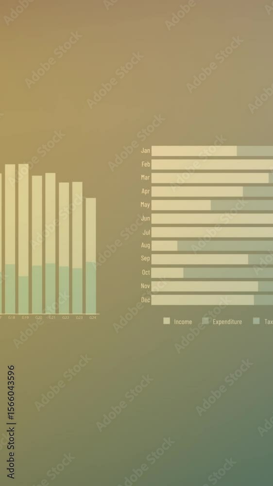 Poster animation of statistical data processing against gradient background