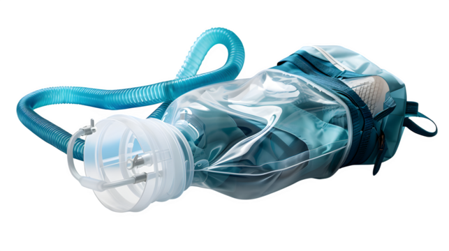 CPAP Mask and Tubing, isolated on transparent background