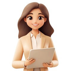Confident businesswoman with tablet in chic suit