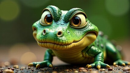 Fototapeta premium Green crocodile close-up.