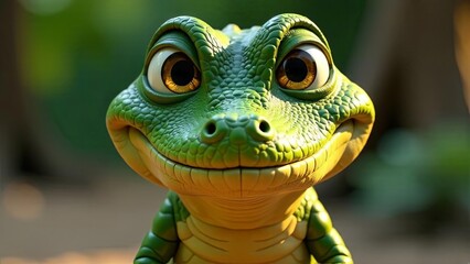 Fototapeta premium Green crocodile close-up.