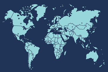 Fototapeta premium World Map Illustration Light Blue and Dark Blue Graphic
