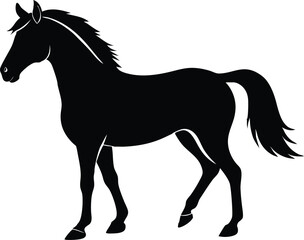 Horgan horse black silhouette on white background (4).eps