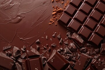 Vibrant Color Visual of Top View Sweet Chocolate Composition with Copy Space