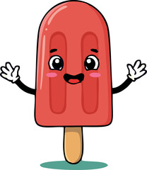 Funny cartoon ice cream characters with smiling faces in a playful vector illustration